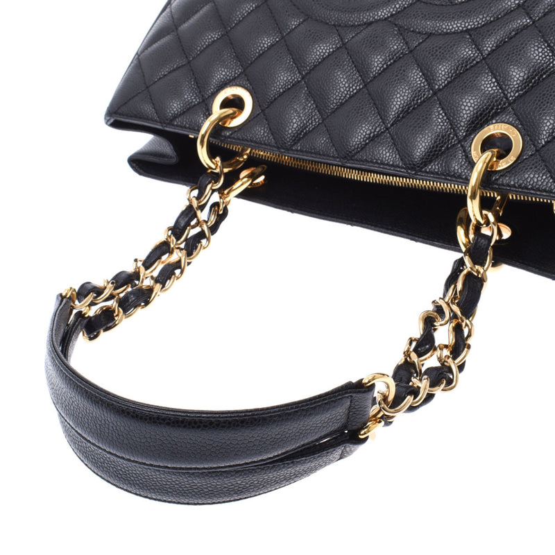 Chanel Chanel Matrasse GST Chain Tote Black Gold Bracket Ladies Caviar Skin Tote Bag B Rank Used Silgrin