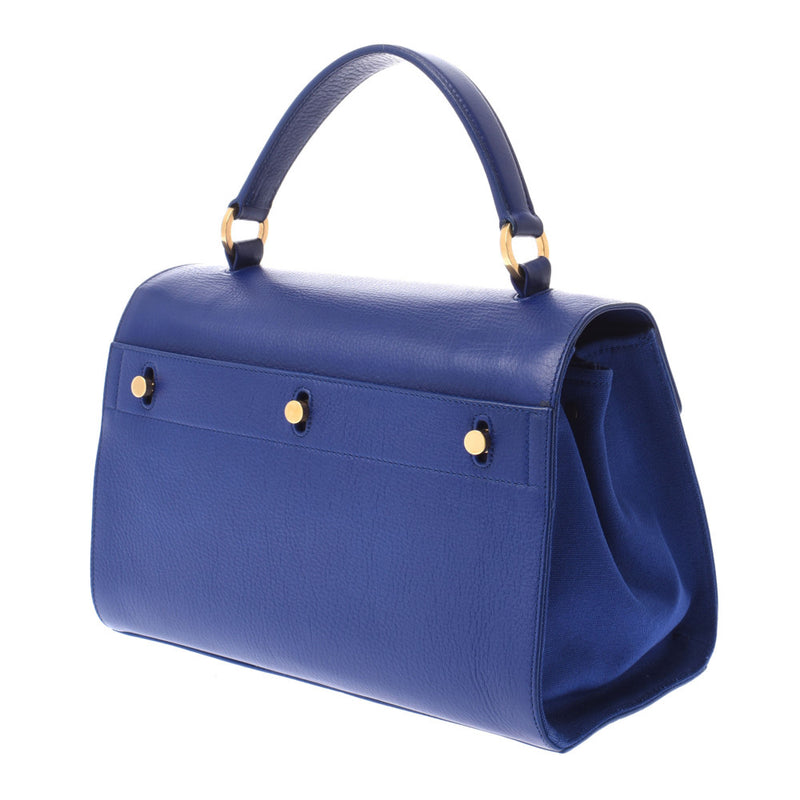 Saint Laurent Sun Laurent Muse Tu 2way Bag Blue Gold Bracket 313499 Women's Curf Canvas Handbags A Rank Used Sinkjo