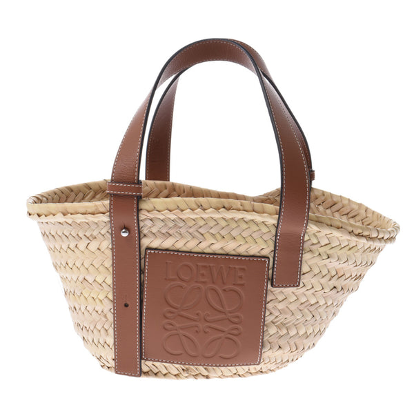 LOEWE Loewe Basket Bag Small Natural / Tan Women Palm Leaf / Calf Handbag A-Rank Used Silgrin