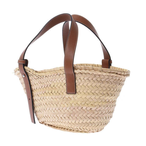 LOEWE Loewe Basket Bag Small Natural / Tan Women Palm Leaf / Calf Handbag A-Rank Used Silgrin
