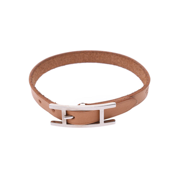 Hermes apron natural silver bracelet (J) Unisex Leather Bracelet