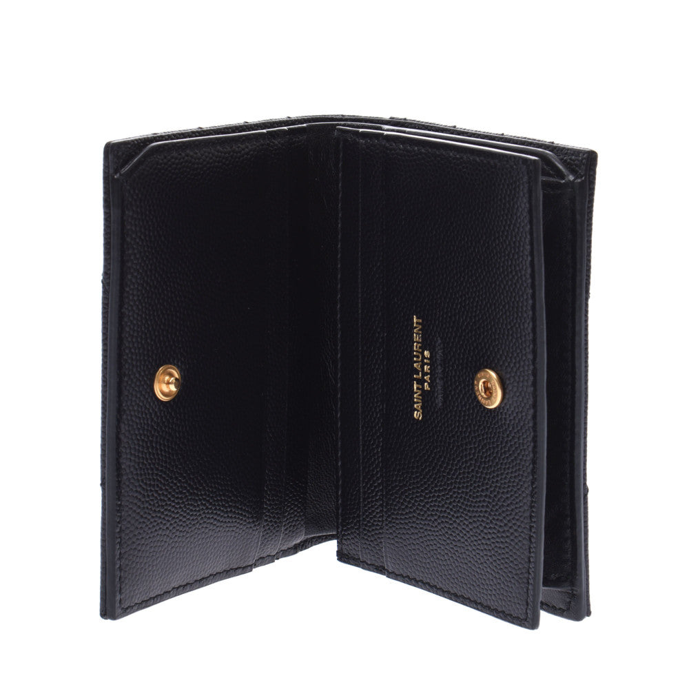 サンローランコンパクトウォレット 黒 ゴールド金具 ユニセックス 二
