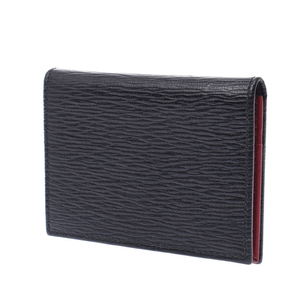 Salvatore Ferragamo Ferragamo Gantini Black / Red Unisex Leather Push Card Case AB Rank Used Silgrin