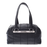 Chanel Chanel Chocoover Shoulder Bag Black Silver Fittings Ladies Caviar Skin Handbags AB Rank Used Sinkjo