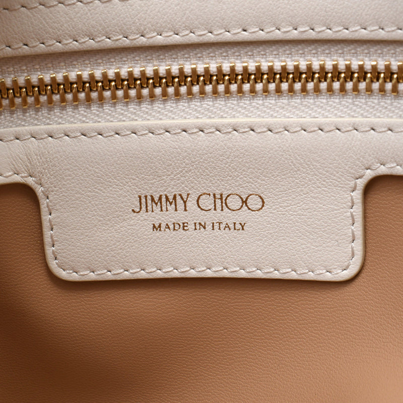 JIMMY CHOO ジミーチュウ チェーンフリンジ 白 ゴールド金具 レディース レザー セミショルダーバッグ ABランク 中古 銀蔵