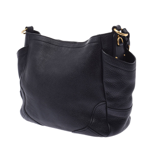 PRADA Prada One Shoulder Bag Black Gold Bracket Ladies Leather Type Pushed Semi-Shoulder Bag B Rank Used Silgrin