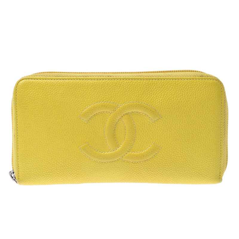 CHANEL Chanel, round fastener, yellow gold, silver gold, silver, silver gold, ranch, wallet, wallet, B, rank used silver.