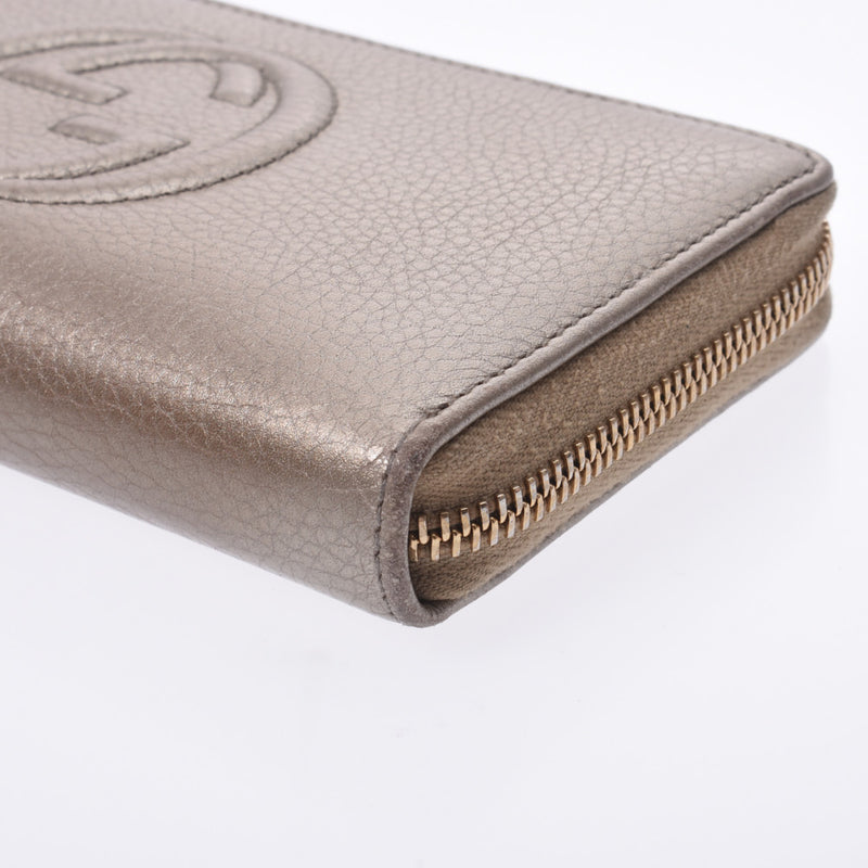 GUCCI Gucci GG Interlocking Wallet Metallic Gold-Based 308004 Unisex Curf Long Wallet AB Rank Used Silgrin