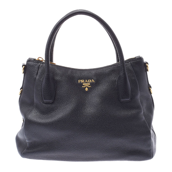 Prada Prada 2way手提袋Black BR4992女士皮革推挤手提包A级二手水池