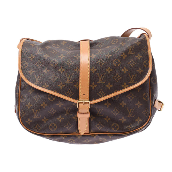 LOUIS VUITTON Louis Vuitton Monogram Saumur 35 Brown M42254 Unisex Monogram Canvas Shoulder Bag B Rank Used Ginzo