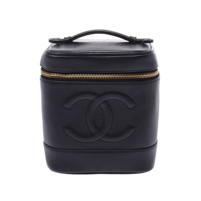 Chanel Chanel垂直伏特尔黑金支架女子鱼子酱皮肤手提包B排名用水池