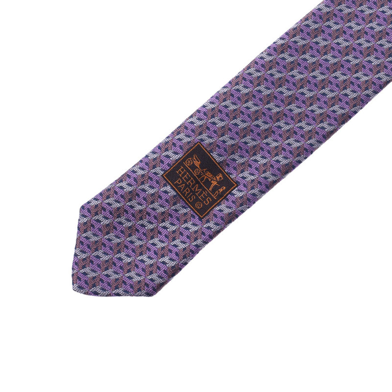 Hermes Hermes H型紫色男士丝绸100％领带A-Rank使用过Silgrin