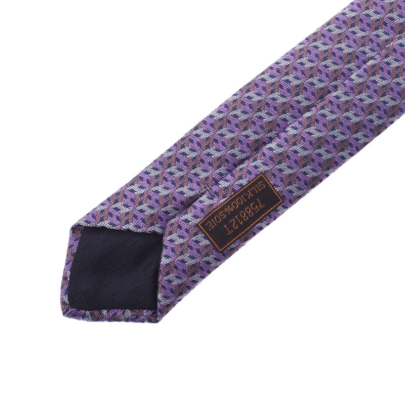 Hermes Hermes H Pattern Purple Men's Silk 100% Tie A-Rank Used Silgrin