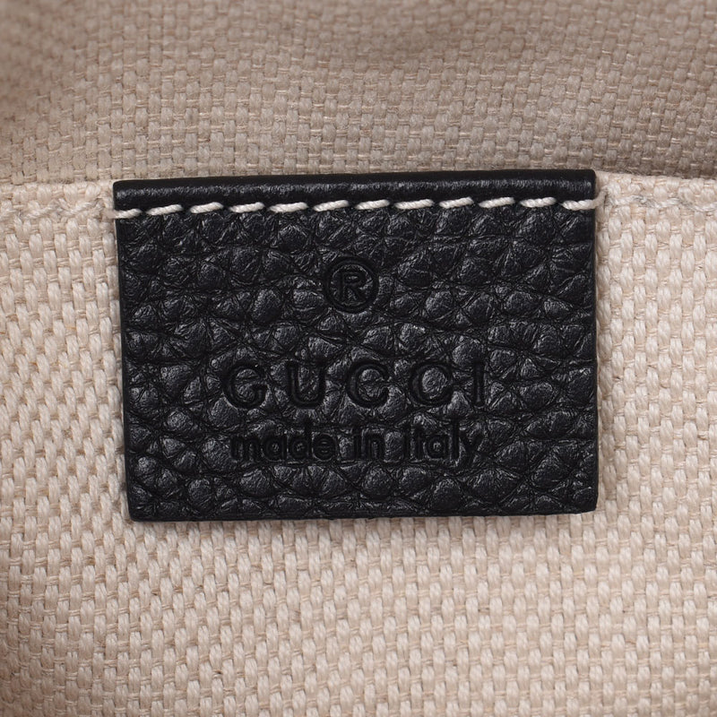Gucci Gucci Soho小迪斯科袋GG Logo Black Gold Bracket 308364女士皮革单肩包A级使用Silgrin