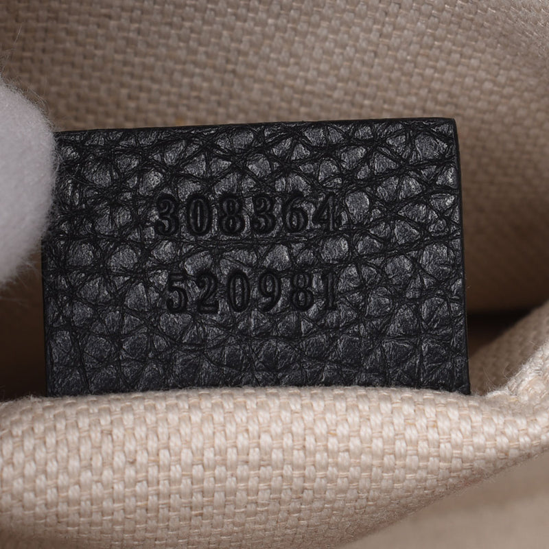 Gucci Gucci Soho小迪斯科袋GG Logo Black Gold Bracket 308364女士皮革单肩包A级使用Silgrin