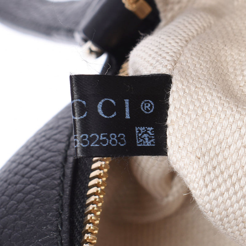 Gucci Gucci Soho小迪斯科袋GG Logo Black Gold Bracket 308364女士皮革单肩包A级使用Silgrin