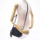 Gucci Gucci Soho小迪斯科袋GG Logo Black Gold Bracket 308364女士皮革单肩包A级使用Silgrin