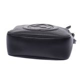 Gucci Gucci Soho小迪斯科袋GG Logo Black Gold Bracket 308364女士皮革单肩包A级使用Silgrin