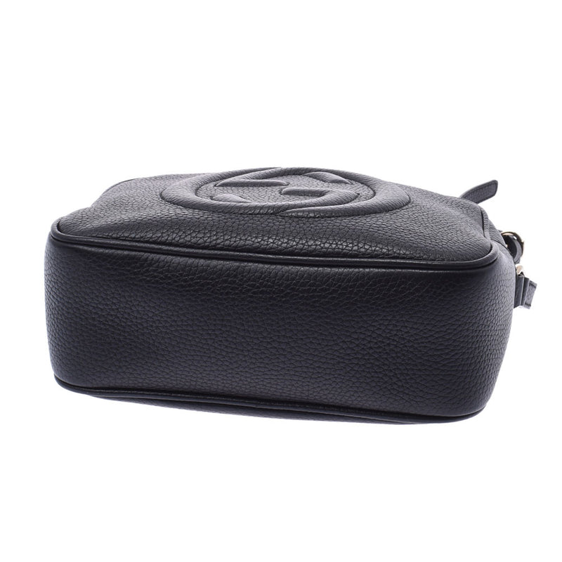 Gucci Gucci Soho小迪斯科袋GG Logo Black Gold Bracket 308364女士皮革单肩包A级使用Silgrin