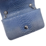 CHANEL シャネル ミニ チェーンショルダー 青 シルバー金具 レディース パイソン ショルダーバッグ Bランク 中古 銀蔵