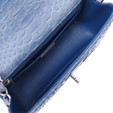 CHANEL シャネル ミニ チェーンショルダー 青 シルバー金具 レディース パイソン ショルダーバッグ Bランク 中古 銀蔵