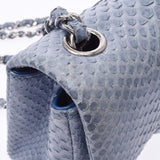 CHANEL シャネル ミニ チェーンショルダー 青 シルバー金具 レディース パイソン ショルダーバッグ Bランク 中古 銀蔵