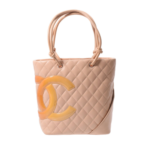 Chanel Chanel Cambon Line Medium Tote Beige Ladies Leather Tote Bag A-ranked Silver