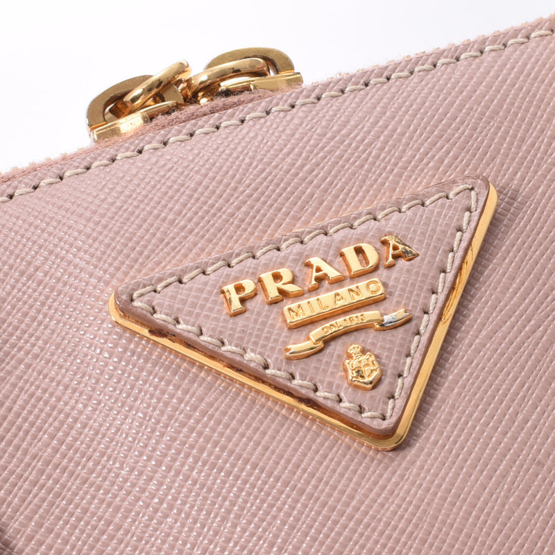 Prada Prada Prada Pink Beige Gold Bracket Ladies Safiano手提包AB级使用Ginzo