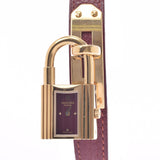 HERMES Hermes Kelly Watch Ladies GP/Leather Watch Quartz Bordeaux Dial AB Rank used Ginzo