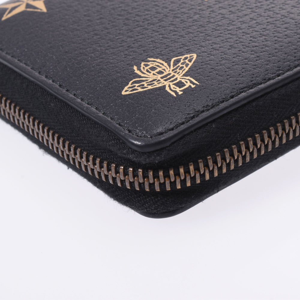 付属品完備】グッチ 長財布 ビー Bee スター ラウンド レザー 黒