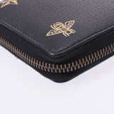 GUCCI Gucci & Star Round Fastener Black/Gold 495062 Unisex Leather Long Wallet AB Rank Used Ginzo