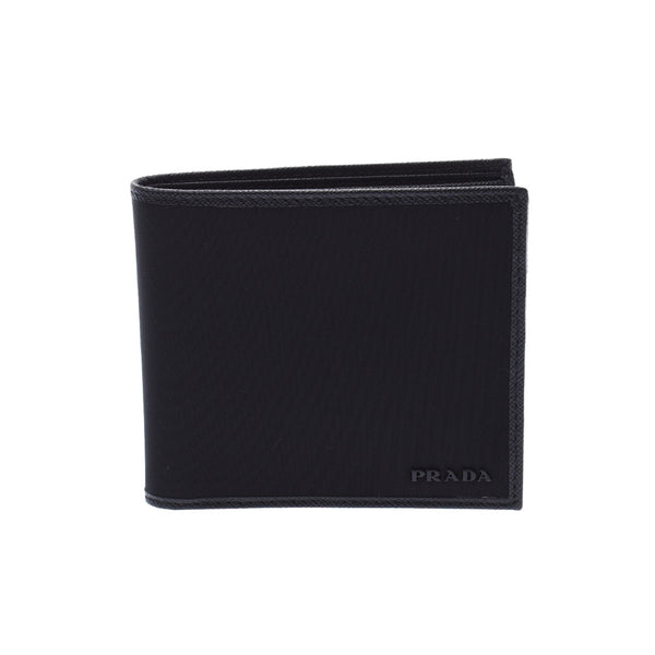 PRADA Prada Black 2M0738 Unisex Nylon Leather Bi -fold Wallet Unused Ginzo