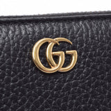 GUCCI グッチ GGマーモント ラウンドファスナー長財布 黒 GP金具 ユニセックス レザー 長財布 Bランク 中古 銀蔵