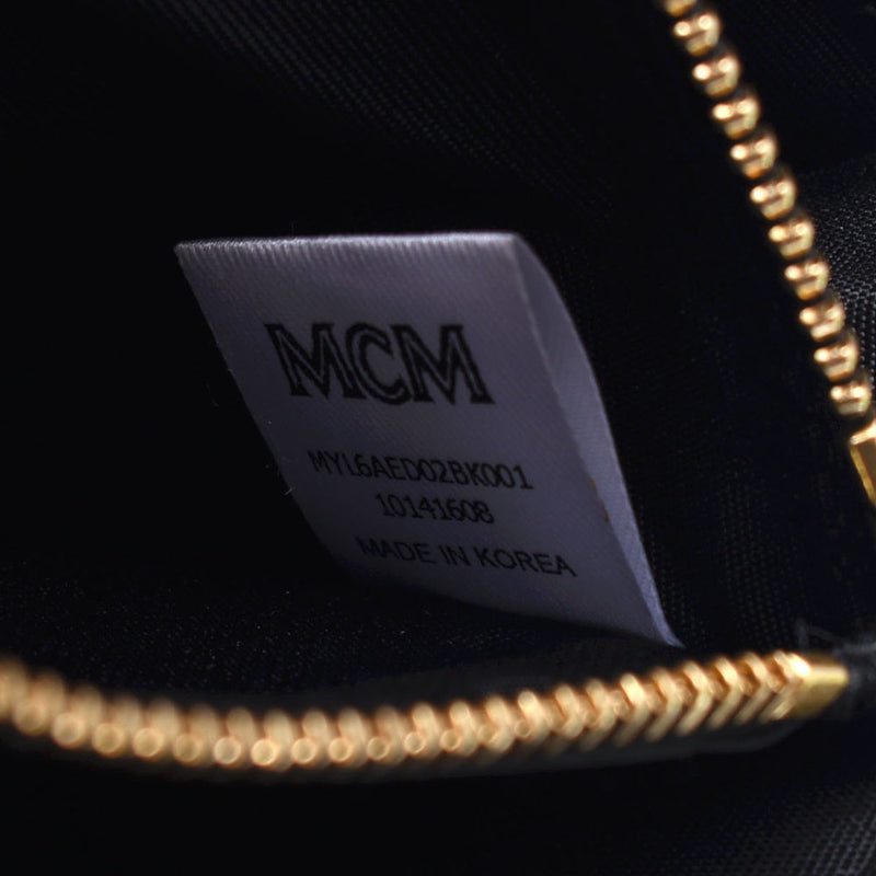 エムシーエム 黒 ゴールド金具 ユニセックス レザー 長財布 MCM 中古