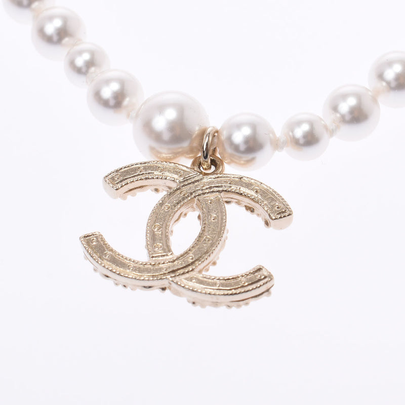 CHANEL Chanel Coco Mark 20 Year Model Gold Ladies GP/Fake Pearl/Rhinestone Bracelet AB Rank Used Ginzo