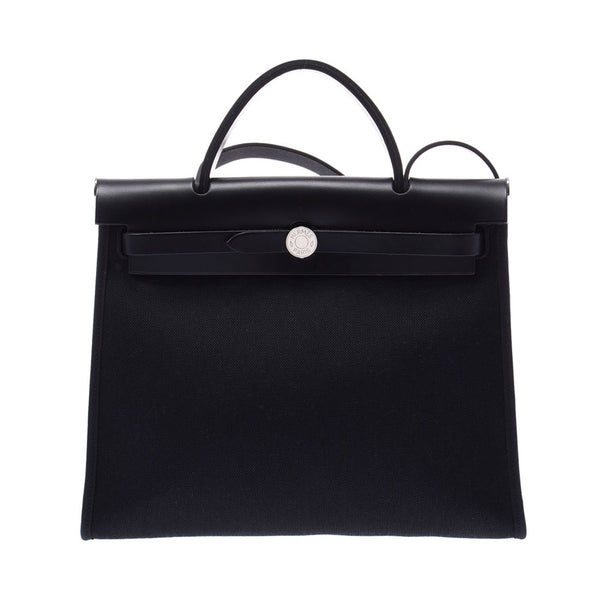 HERMES エルメス エールバッグジップ MM 黒 シルバー金具 D刻印(2019年頃) ユニセックス トワルオフィシエ レザー 2WAYバッグ Aランク 中古 銀蔵