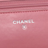 CHANEL Chanel Camelia Pink Silver Bracket Ladies Lambskin Chain Wallet B Rank Used Sinkjo