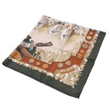 Hermes Hermes Care 90 Le Debuche Hunting Horse Riding / Dog Dark Green / Beige Ladies Silk 100% Scarf A-Rank Used Silgrin