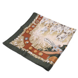 Hermes Hermes Care 90 Le Debuche Hunting Horse Riding / Dog Dark Green / Beige Ladies Silk 100% Scarf A-Rank Used Silgrin