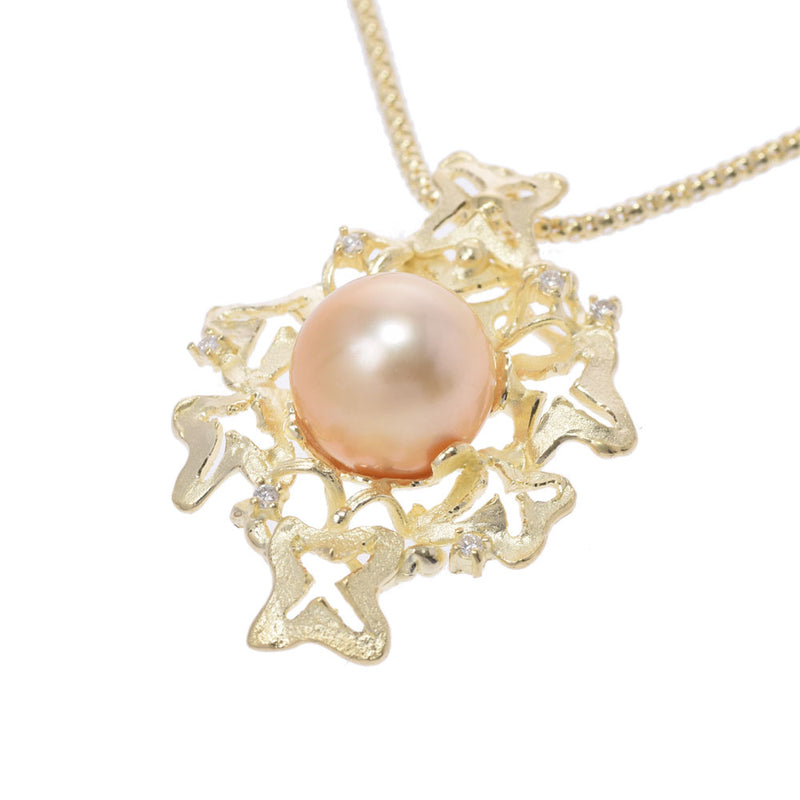 其他白色蝴蝶珍珠11.80-11.90毫米钻石0.09ct女士K18YG项链均使用Ginzo