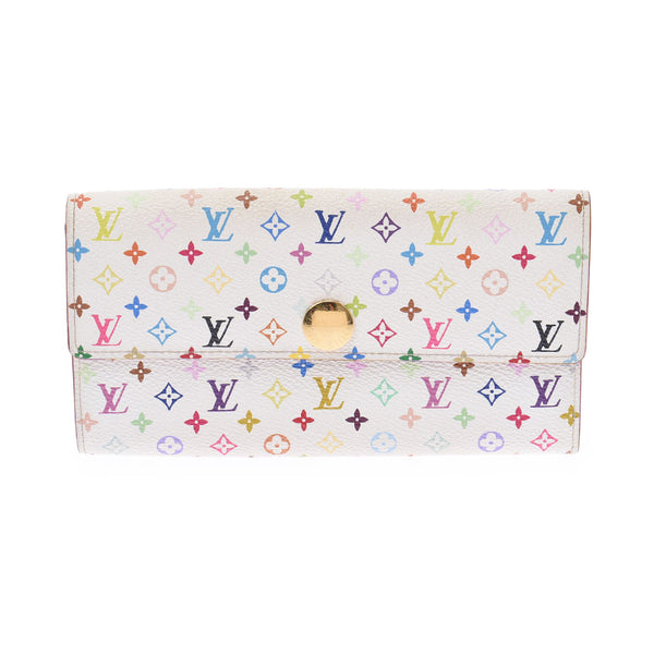 LOUIS VUITTON Louis Vuitton Multi -Color Portofoyilla Old Type White M60004 Ladies Monogram Multic Color Long Wallet B Rank Used Ginzo