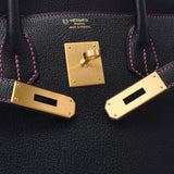 HERMES エルメス バーキン 30 パーソナルオーダー 黒/ピンク マットゴールド金具 D刻印(2019年頃) レディース シェーブル ハンドバッグ Aランク 中古 銀蔵