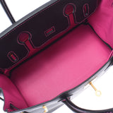 HERMES エルメス バーキン 30 パーソナルオーダー 黒/ピンク マットゴールド金具 D刻印(2019年頃) レディース シェーブル ハンドバッグ Aランク 中古 銀蔵