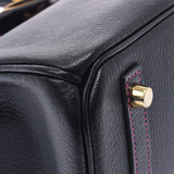 HERMES エルメス バーキン 30 パーソナルオーダー 黒/ピンク マットゴールド金具 D刻印(2019年頃) レディース シェーブル ハンドバッグ Aランク 中古 銀蔵
