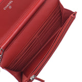 CHANEL Chanel Matrasse Red Silver Bracket Ladies Ram Skin Chain Wallet A Rank used Ginzo