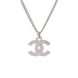 CHANEL Chanel Coco Mark 12 Years Clear/Silver Bracket Ladies Rhine Stone Necklace A Rank used Ginzo