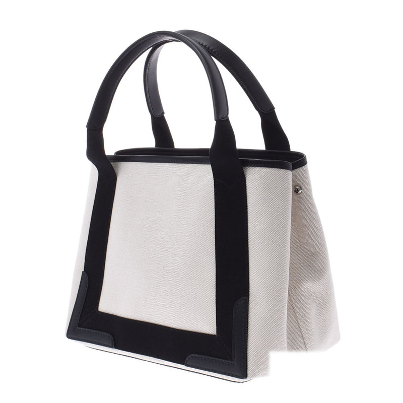 BALENCIAGA Balenciaga Navy Bass S White/Black Ladies Canvas/Leather Handbag Unused Ginzo