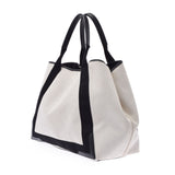 BALENCIAGA Balenciaga Nevika Bass M Ivory/Black 339936 Unisex Canvas/Leather Handbag AB Rank Used Ginzo