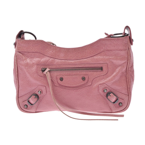 BALENCIAGA Balenciaga The Hip Pink Baga Unisex Ram Skin Shoulder Bag AB Rank Used Ginzo