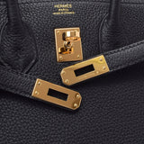 爱马仕爱马仕（Hermes Hermes）伯金（Hermes Hermes Birkin）25黑色金支架y雕刻（大约2020年）女士多哥手提包新二手Ginzo
